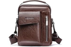ANPTER Bandoleras Hombre Cuero Bolso de Bombro Pequeña Mariconera Cruzada Bolso de Negocios Mano Bolsas de Trabajo Teléfono Cartera Monedero para Viajes,Compras (Marrón Bolsos de hombro)