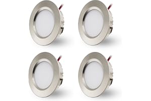 DYKUWEY LED Einbaustrahler 230V 3W LED Spots Flach Einbauleuchten Einbauspots,Deckenstrahler Bohrloch 55-58mm und 15mm Flache,IP44 Deckenspots für Badezimmer,Küche,Wohnzimmer,4er Set (Nickel Warmweiß 3000K)