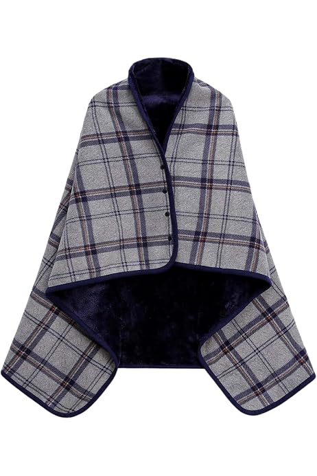 Poncho Couverture Femme - Châle Polaire Sherpa Doux - Taille Unique 85x120 Cm - Multi-usage : Cape, Plaid, écharpe - Hiver