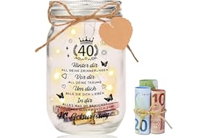 XM-MENGPANWEI LED Flaschenlicht Geburtstag 40, 40 Geburtstag Frauen Männer Geldgeschenke Geburtstag, 40. Flaschenlichter Geburtstag Geschenke Geld Leuchtflasche Verpackungen,Geschenke Zum 40 Geburtstag Frau Mann
