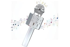 Tikimoon Karaoke Microfono senza fili per bambini Canto popolare Microfono senza fili Bluetooth con altoparlante Microfoni portatili per bambini Ragazzi Ragazze Giocattoli di apprendimento (argento)