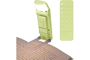 Runesol Luz de Lectura Kiwi Verde, Lampara de Lectura para Libros USB Recargable, Luz para Leer Libros en la cama Con 5 LED, Reading Light Con Clip, Linterna Lectura, 3 Modos Book Light