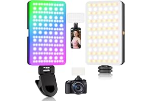 BNEHHOV Luce Video RGB, 138 LED Portatile Luce Selfie per Telefono Ricaricabile, 360° a Colori CRI 95+ 2700-6500K Illuminazione Fotografica con 24 Modalità Scena per Fotocamera, YouTube, TikTok