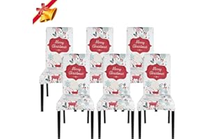 ‎JAOTTO Jaotto Stuhlhussen Weihnachten 6er Set Universal,Stuhlhusse Stretch Moderne,Stuhlhussen Schwingstühle Elastische Langlebig Stuhlhussen für Feiertagsdekoration Weihnachten(Sahne/Xmas,6 Stück)