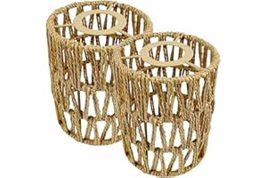 BUNIQ Lot de 2 Abat-Jour Plafond en Rotin et Osier, Suspendu en Rotin Tissé Bohème et Vintage