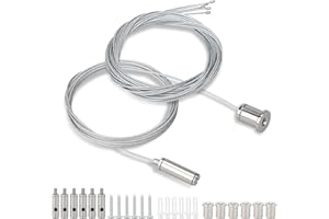 Kigniote 6 unidades de cuerda para colgar, juego de instalación de 1,5 mm × 2 m, ajustable, para colgar lámparas, tensor de cuerda de alambre, soporte de metal para techo, lámpara colgante LED