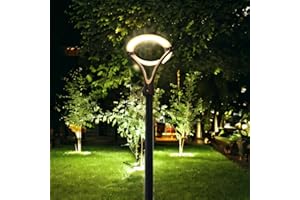 Partenopea® Lampione a LED design moderno lampada con Palo da 3 metri per illuminazione esterno viali villa giornadino aree condominiali 100W 220V cerchio luminoso (Luce calda 3000K)