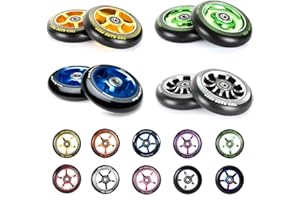 TWO BARE FEET TBF Alloy Series 100mm Stunt Scooter Wheels + ABEC9 // Fit TBF Slamm Razor MGP Grit JD Bug (5 Star Blue Single)