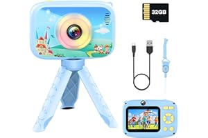 GAVGROOM Camara Niños, 40MP 2.4 Pulgadas 1080P HD Selfie Kids Camera, Cámara de Fotos Infantil, con Pantalla IPS HD, Tarjeta TF 32 GB Camara Fotos Niños, Regalos para Niños Niñas de 3-12 Años (Azul)