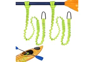 gaoduanluoluo 2 Pièces Pagaie de Kayak Corde de Sécurité, 1,5 m Canoë Laisse Paddle Élastique avec Mousqueton pour Bateau, Surf, Accessoires de Pagaie de Kayak