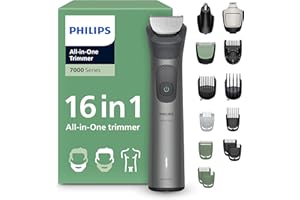 Philips Multigroom série 7000 Tondeuse tout-en-un 16 accessoires – tondeuse pour barbe, cheveux et corps, lames en métal auto-affûtées, 21 hauteurs de coupe (0,5-16 mm), modèle MG7931/15