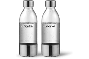 Aarke 2-pack Liten Flaska för Kolsyremaskin Carbonator 3, fri från BPA och med Detaljer i stål (450 ml)