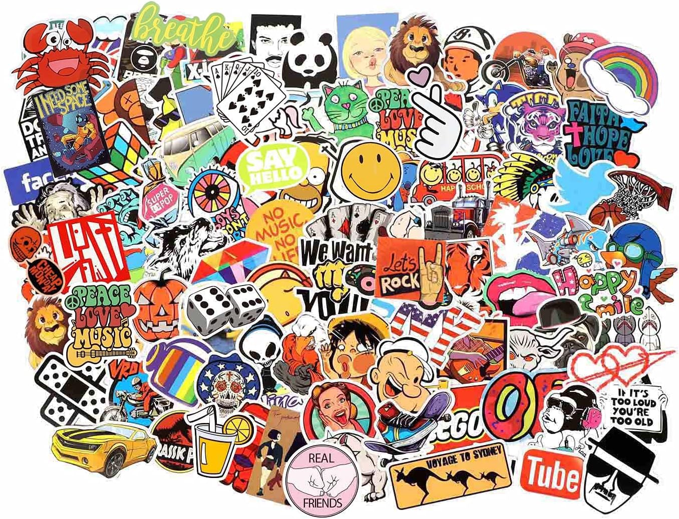 Cool Random Stickers Pack 55-500pcs Laptop Stickers Bomb Vinyl Sticker Variety for Computer Skateboard Luggage Car Motorcycle Bike Decal for Teens Adults Boys
