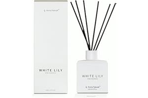 Aroma Naturals Reed Diffusers for Home, Fragrance Oil Reed Diffuser with Sticks Set, 150ml, Fragrance Diffusers Gifts Set for Women - White Lily