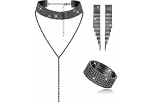LOLIAS 3 Pièces Strass Parure Mariée Bijoux Pour Femmes Tassel Collier D'étranglement Bracelet Cristal Pendentif Robe Mariée Boucles D'oreilles Bijoux Bal Mariage