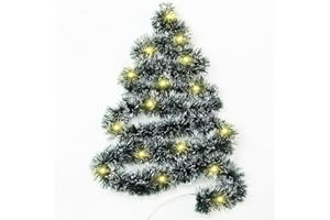 Sprinlot 10m Guirnalda de Navidad Verde Oscuro, 10M Guirnaldas Navideñas con Luces LED, Espumillon Arbol Navidad Verde y Blanco