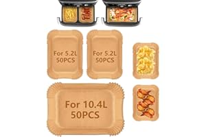 TNOMSNO 150 Pièces Papier Cuisson Air Fryer Ninja 10.4L, Papier Cuisson pour Ninja Foodi Flex Air Fryer AF500EU