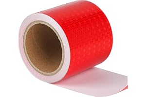 Supaway Ruban réfléchissant adhésif Bande reflechissante hazard Bande d'avertissement de sécurité visible Ruban de signalisation pour véhicules, voitures, remorques, extérieur (10cm x 10m, Rouge)