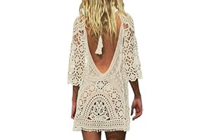 EDOTON Traje de Baño, Vestido de baño de Bikini con Encaje de Crochet y Espalda Abierta de Mujer
