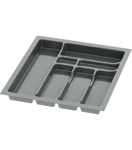 Alusfera Bestekbak voor laden, 70 cm, lade-organizer met vakverdeling, hoogwaardige lade-organizer voor meer orde, aanpasbaar en gemakkelijk te reinigen, 630 x 430 mm, zilver