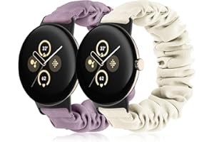 Tovimall Bracelets compatibles avec Google Pixel Watch 3 41 mm/Pixel Watch 2/Pixel Watch, bracelet de montre en tissu élastique, bracelets de rechange chouchou pour femme (lot de 2)
