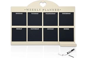 EMPIRE TRADING & COMMERCE Empire Weekly Planner and Menu Board for Kitchen, Work Planner Blackboard, Wall Mounted Daily Planner with Pen, to Do List, Dry Erase Meal Planner with White Cloth for Office & Home (Large, Cream)