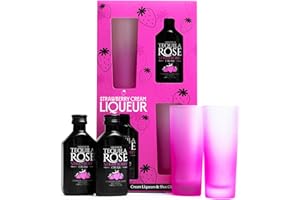 BEAMS INTERNATIONAL Tequila Rose Gift Set - Tequila Rose Strawberry Cream Liqueur 2x 5cl and 2x Shot Glasses - Miniature Alcohol Bottles, Birthday Gifts for Women, Men, Alcohol Gift Set for Her, Him, Stocking, Christmas