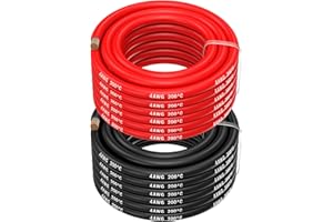 MMOBIEL 4 AWG Cable Eléctrico de Silicona - 4 Gauge (21,2mm²) Cable Cobre Estañado - 2 Cables Separados Rojo y Negro Cada Uno 5 m para Refrigeras, Climatizador, Batería Coche, Batería Soldadura
