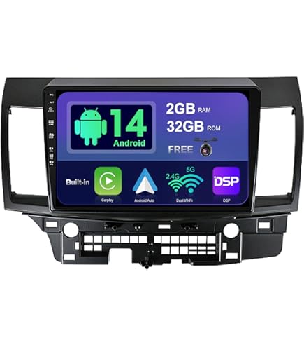 Radio Android 14 Para Mitsubishi Lancer (2008-2016): Pantalla 10.1 Pulgadas, CarPlay/Android Auto, GPS, Bluetooth 5.0 Y Cámara Trasera