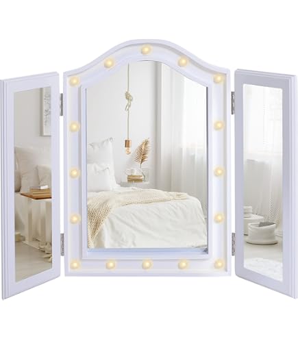 Geotic New Glitter Dressing Table Mirror Triple Fold Vanity Mirror for Dressing  Table Makeup Beauty : Amazon.co.uk: Home & Kitchen