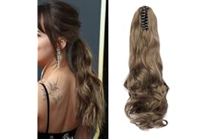 Cybelleza Ponytail Extension Curly Wavy Claw Jaw Pony Tail One Piece Clip in Hair Extensions Hairpiece Synthetic Long Natural for Women (Ash Blonde)