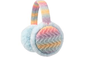 Zeltauto Adjustable Kids Earmuffs for Toddler and Teen 3-10 Years, Knit Ear Warmer Winter Warm Plush Ear Muffs for Girls and Boys