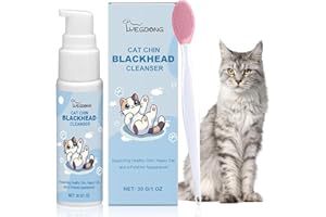 MEEMION Kit de Cuidado del acné para la Barbilla de Gato,30 G con Cepillo de Limpieza para el acné,Crema para el acné y el acné de Gatos,Elimina Suavemente los Puntos Negros causados por dietas