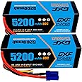 DXF 4S Lipo Battery 14.8V 80C 5200mAh Hard case Battery with EC5 Plug for RC Buggy Truggy Crawler Monster Car Boat Truck (2 Pack)