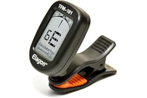 Elagon (TFM-101) accordeur électronique multi-instrument. Affichage très lisible. 9 modes d'accordage pour toute guitare, basse, ukulélé, banjo, violon, instruments en fa, si b, mi b (voir plus bas).
