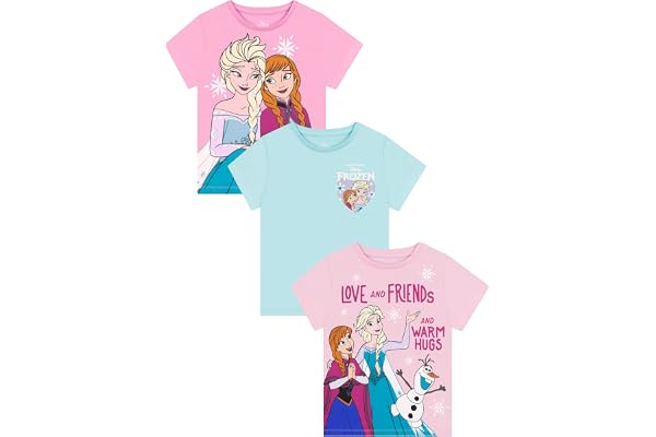 Disney Frozen Flick-T-Shirts 3-Pack Med Elsa, Med Anna Och Olaf, Barn-T-Shirt För Sommaren, Kläder För Flickor