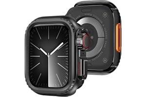 Bisikor 2 in 1 Metal Case Compatible with Apple Watch Series 9/Series 8/Series 7 45mm, Rugged Shockproof Metal Bumper Case with Back Cover for iWatch 45mm (Black)