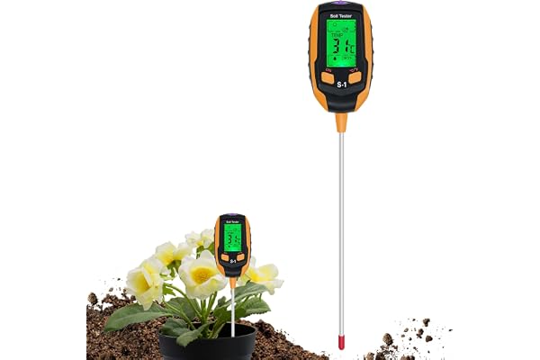 Mcbazel Testeur de Sol 4 en 1 avec PH/Température/Humidité/Lumière pour Jardinage, Pelouse, Agriculture et Plantes d'Extérieur