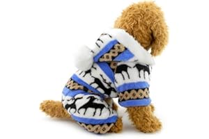 Ranphy Pigiama con cappuccio in morbido velluto con renna per cani e cuccioli