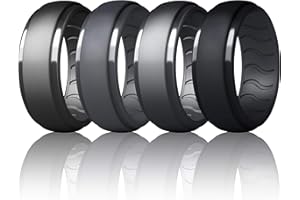 Dookeh Atmungsaktiver Herren-Ehering aus Silikon, Gummi-Ringe für Männer, schwarz-blau, Camouflage-Verlobungsband, ideal für Workout, 1–4–7 Stück