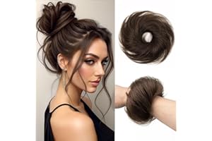 SPIKFN Real Hair Bun Set, 100% Human Hair, Natural Doughnut Hairpiece, Updo Hairstyle, Messy Hair Accessories for Women (#2 Dark Brown)