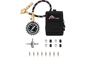 Boulder Tools Heavy Duty Rapid Tire Deflator & Molle Pouch - Precision Release Button Air Down Offroad Kit - Glows in Dark, Bonus: Valve Caps, Cores, Repair Tool | Quickly Deflate 4x4 Off Road Tires