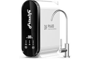 Frizzlife Système d'osmose inverse, 600 GPD, système de détartrage RO, filtre à eau sous évier 2:1, pur pour le drainage, réduit les TDS, sans réservoir, sans BPA, PX600