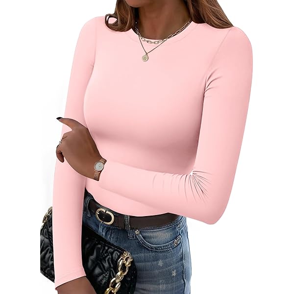 Aottori Damesshirt met lange mouwen, ronde hals, elegant T-shirt, nauwsluitend, basic tops, slim fit, ademend ondergoed, elastisch, effen, casual, Donkergrijs, XS