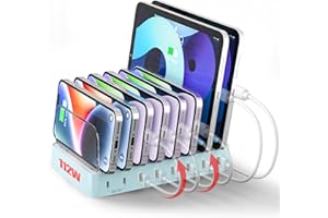Unitek Multi USB Charging Station - 8 Port USB C Charging Dock with 2 PD 20W, Multiple Devices Charging Station Organizer for iPad, iPhone, Samsung, Tablets and More