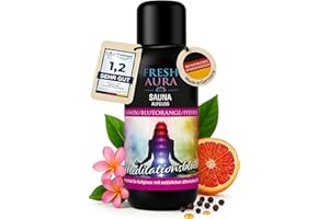 ‎FRESH AURA FRESH AURA Saunaaufguss – Sauna Aufgussmittel mit Jasmin, Blutorange, Pfeffer – Sehr ergiebiger und langanhaltender Saunaduft mit natürlichen ätherischen Ölen | Made in Germany (100ml)