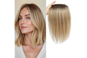 GULALUUK Hair Toppers for Thinning Women Real Hair Toppers for Women 12inch 10x12cm Silk Base with Thinning Remy HairPieces-4T1016