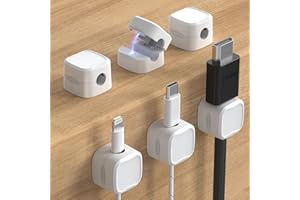 ATARAXIA HOME - 6 Ferma Cavi Adesivi Magnetici – Porta Filo Cellulare adesivo, Organizer Cavi - Porta cavo comodino, Reggi Filo Caricabatterie e Porta Cordoni Adesivo, Magnetic cable clips (6, Bianco)