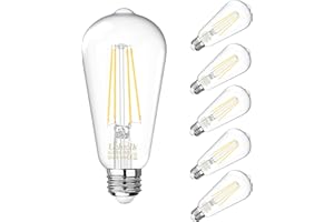 Uchrolls Vintage Edison Light Bulb ST58, E27 Base,6W (Equivalent to 60W),Warm White,2700K,800lm,Filament Clear LED Bulb, Non-dimmable,Pack of 5