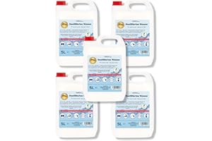 VENTON Acqua distillata 25 l (5 × 5 l), deionizzata – acqua demineralizzata secondo VDE 0510 I Dest Acqua per casa, tempo libero, auto e laboratorio, acqua pura I acqua di laboratorio